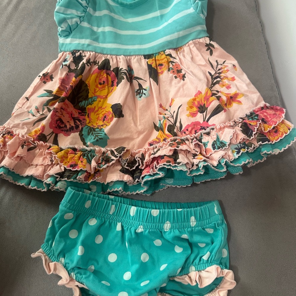 Matilda Jane Teal and Floral Kids Dress Set